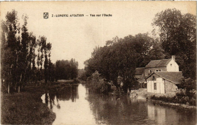 Carte postale ancienne Longvic Aviation - Vue sur l'Ouche à Longvic