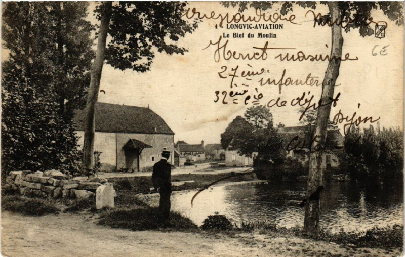Carte postale ancienne Longvic Aviation - Le Bief du Moulin à Longvic
