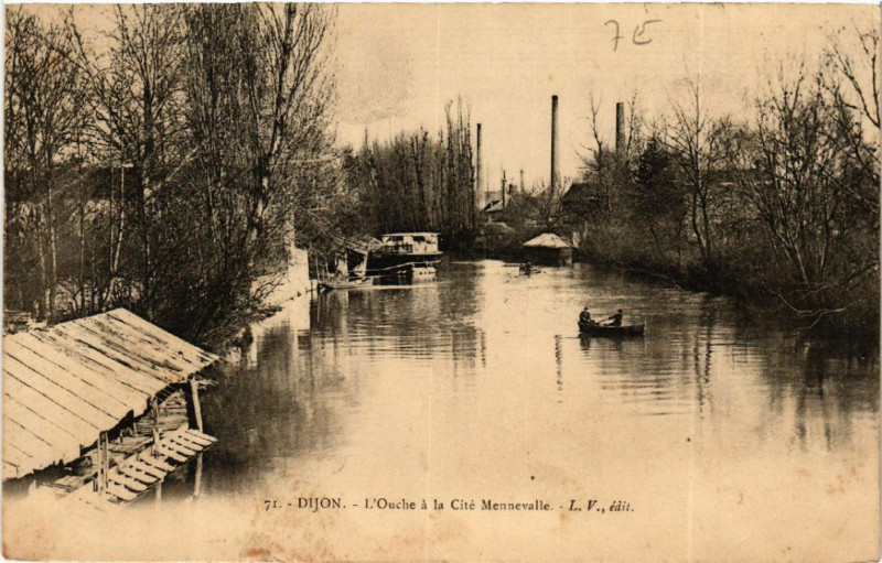 Carte postale ancienne Dijon - L'Ouche a la Cité Mennevaile à Dijon