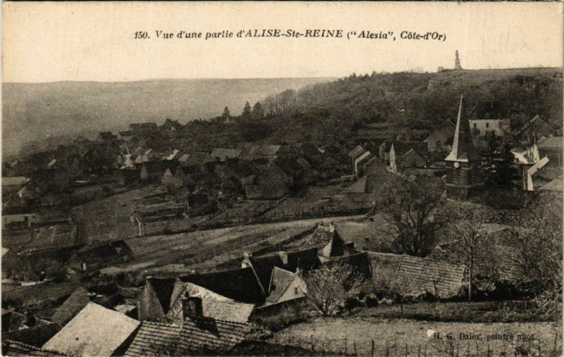Carte postale ancienne Vue d'une partie d'Alise-Sainte-Reine ( Alesia , Cote-d'Or) à Alise-Sainte-Reine
