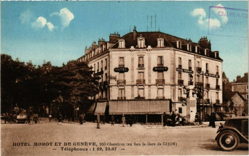 Carte postale ancienne Hotel Morot et de Genéve, 103 Chambres (en face de la Gare de Dijon à Dijon