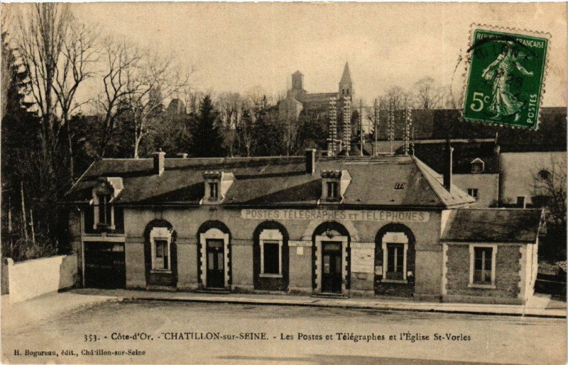 Carte postale ancienne Cot-d'Or - Chatillon-sur-Seine - Les Postes et Télégraphes et ... à Châtillon-sur-Seine