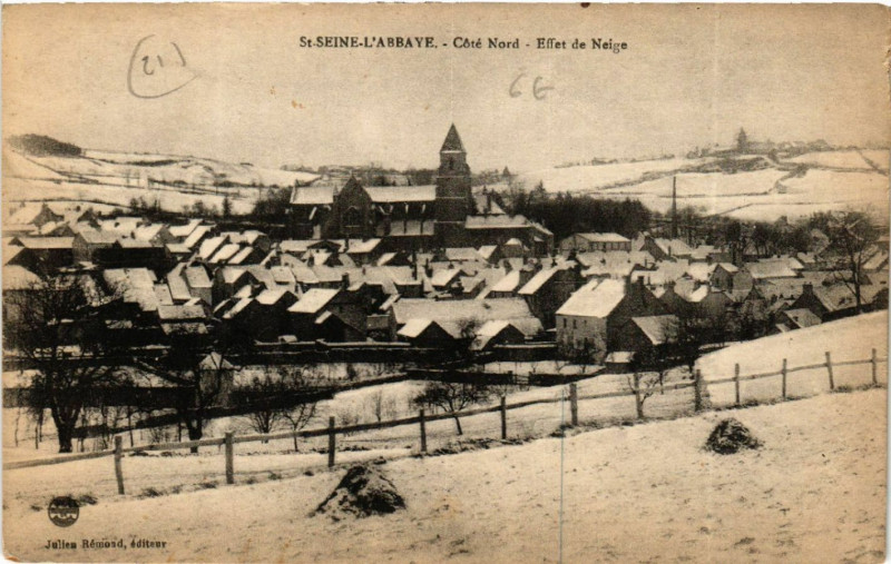 Carte postale ancienne Saint-Seine-L'Abbaye - Coté Nord - Effet de Neige à Saint-Seine-l'Abbaye