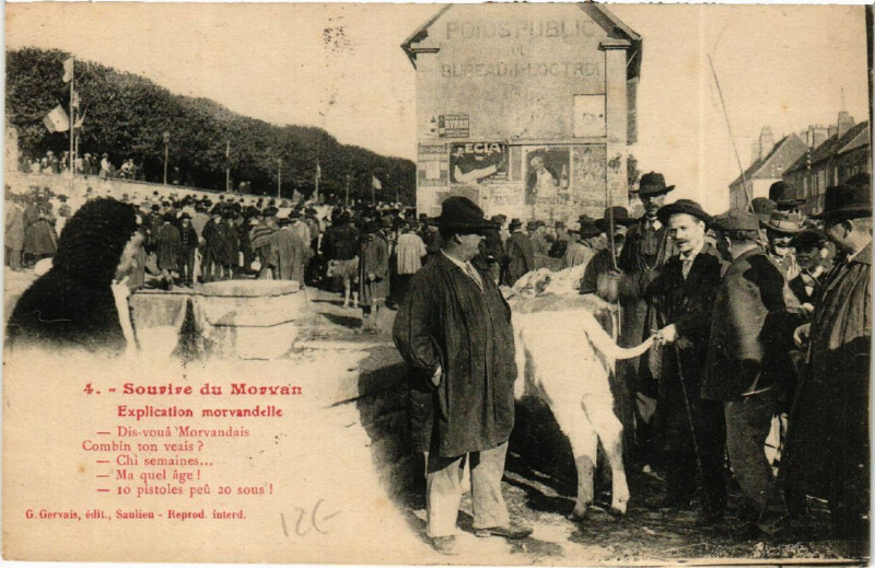 Carte postale ancienne Souvire du Morvan - Explication morvandelle