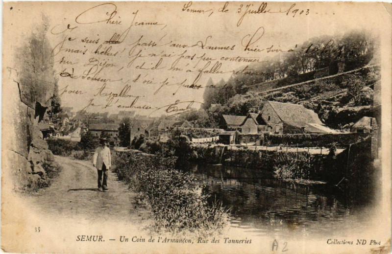 Carte postale ancienne Sombernon - Grande Rue à Sombernon
