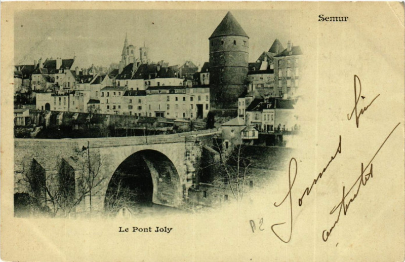 Carte postale ancienne Semur... - Le Pont Joly à Pont