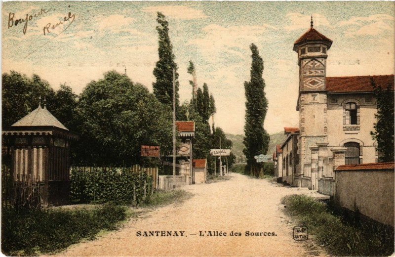 Carte postale ancienne Santenay - L'Allée des Sources à Santenay