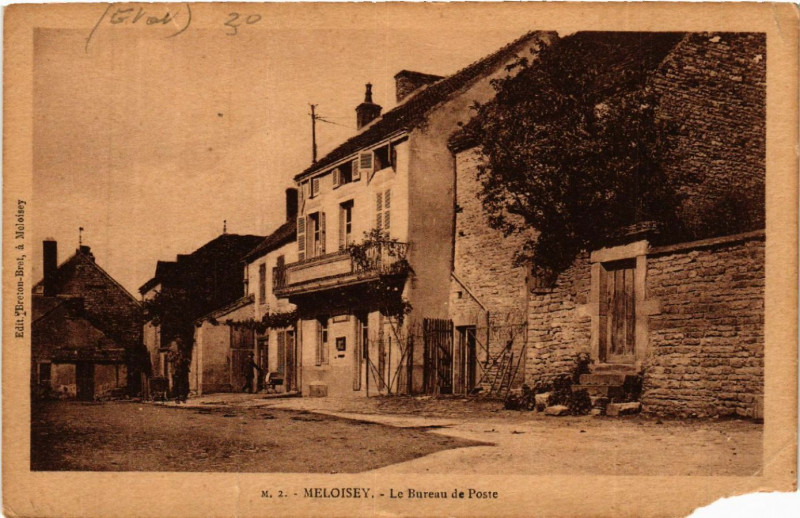Carte postale ancienne Meloisey - Le Bureau de Poste à Meloisey