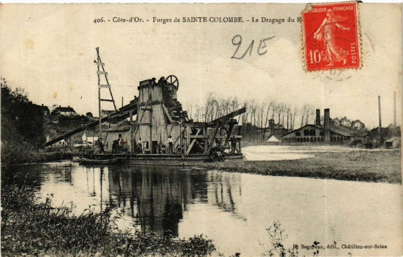 Carte postale ancienne Cote-d'Or - Forges de Sainte-Colombe - Le Dragage du ...
