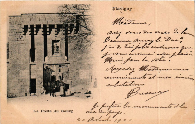 Carte postale ancienne Flavigny - La Porte du Bourg