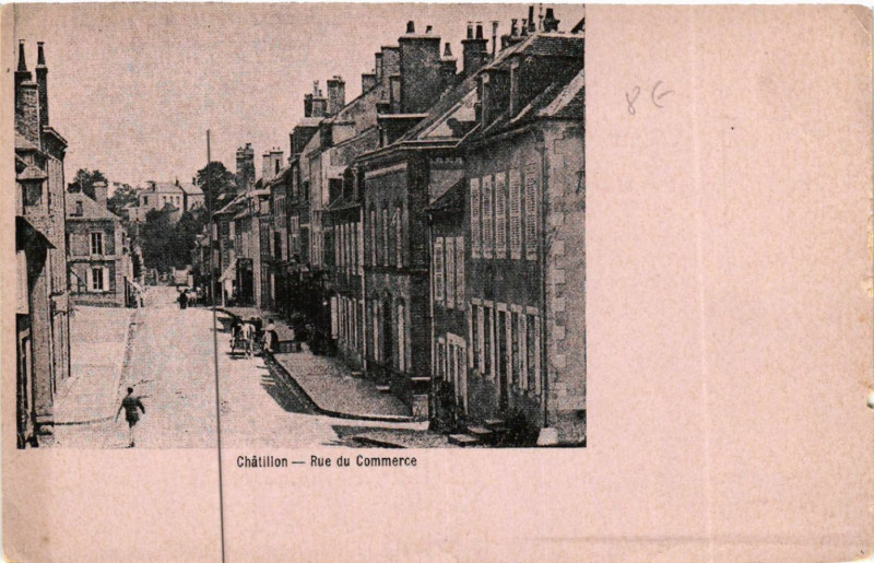 Carte postale ancienne Chaillon - Rue du Commerce