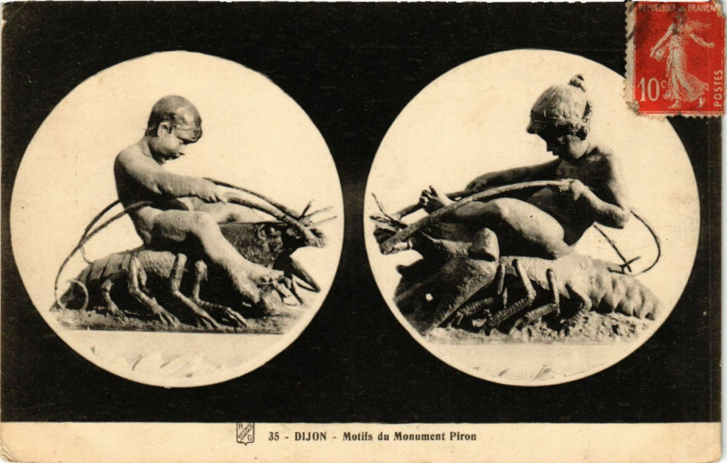 Carte postale ancienne Dijon - Motifs du Monumnet Piron à Dijon