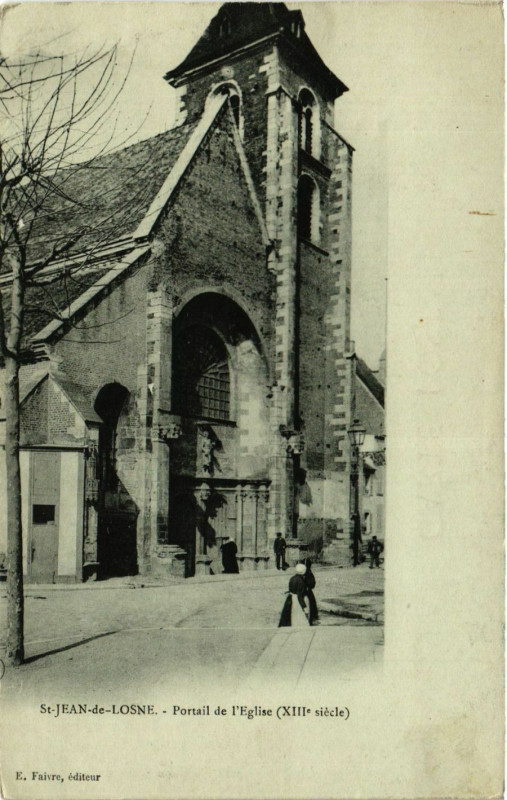 Carte postale ancienne Portail de l'Eglise (XIIIe siècle) à Saint-Jean-de-Losne