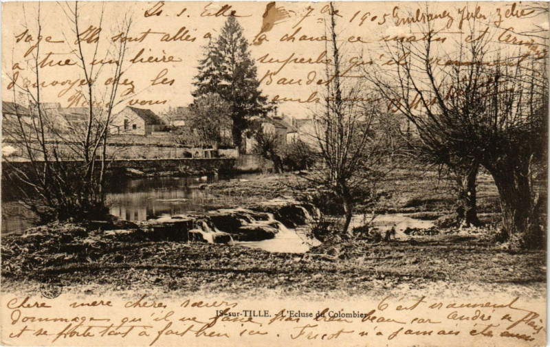 Carte postale ancienne Is-sur-Tille - L'Ecluse de Colombier à Is-sur-Tille