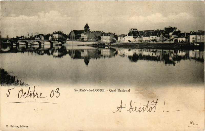 Carte postale ancienne Saint-Jean-de-Losne - Quai National à Saint-Jean-de-Losne