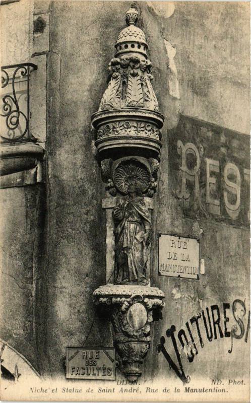 Carte postale ancienne Niche et Satue de Saint-André Rue de la Manutention