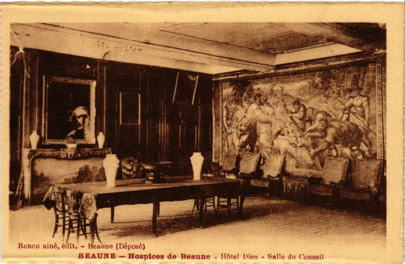 Carte postale ancienne Beaune - Hospices de Beaune - Hotel-Dieu - Salle du Conseil à Beaune