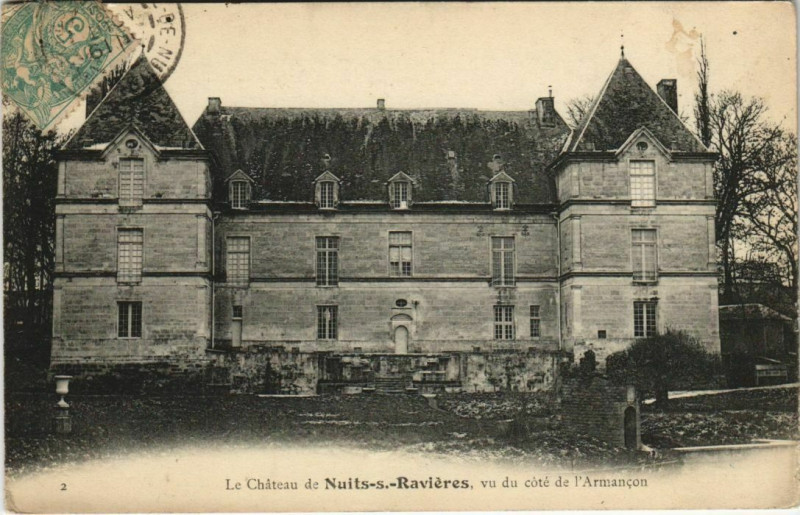 Carte postale ancienne Nuits-sous-Ravieres - vu du cote de l'Armancon à Nuits