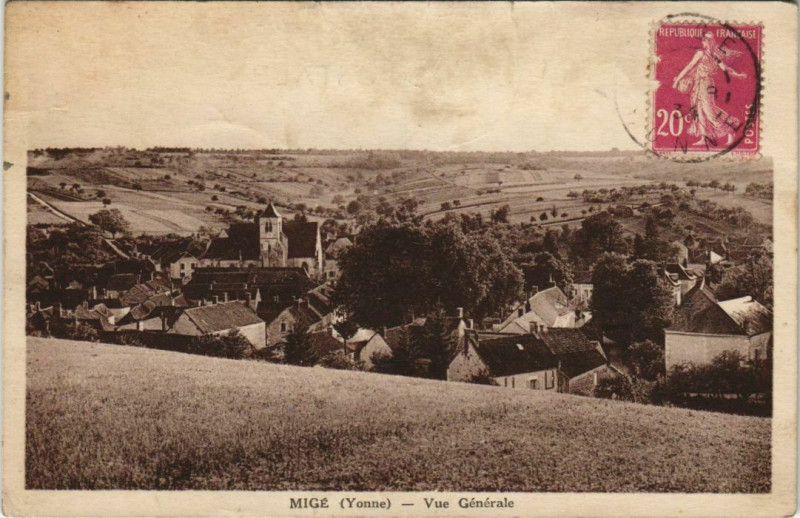 Carte postale ancienne Mige - vue générale à Migé