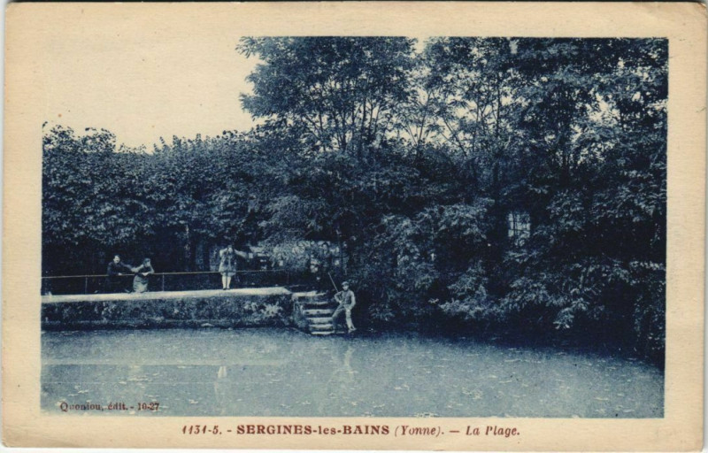 Carte postale ancienne Sergines-les-Bains - La Plage à Sergines