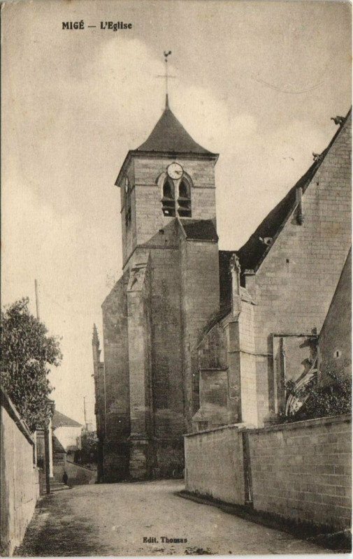 Carte postale ancienne Mige - L'Eglise à Migé