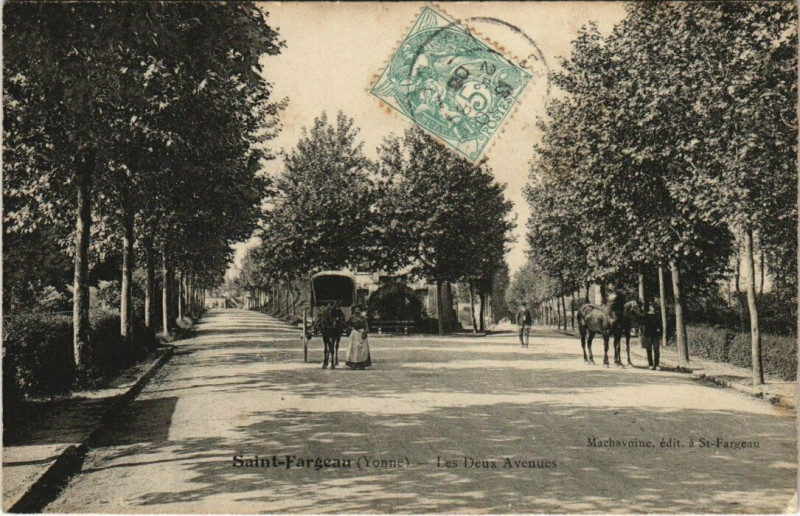 Carte postale ancienne Saint-Fargeau - Les Deux Avenues à Saint-Fargeau