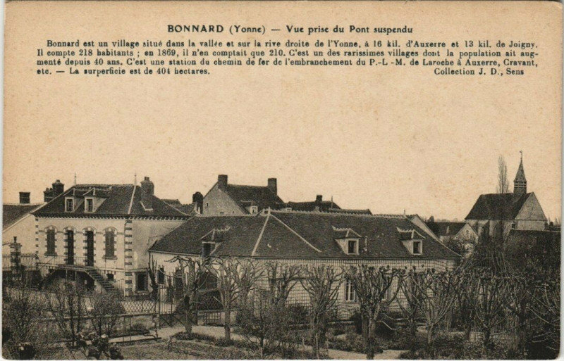 Carte postale ancienne Bonnard - Vue prise du Pont suspendu à Bonnard