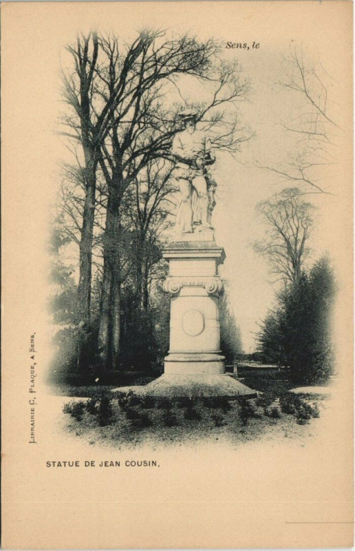 Carte postale ancienne Sens le Statue de Jean Cousin à Sens
