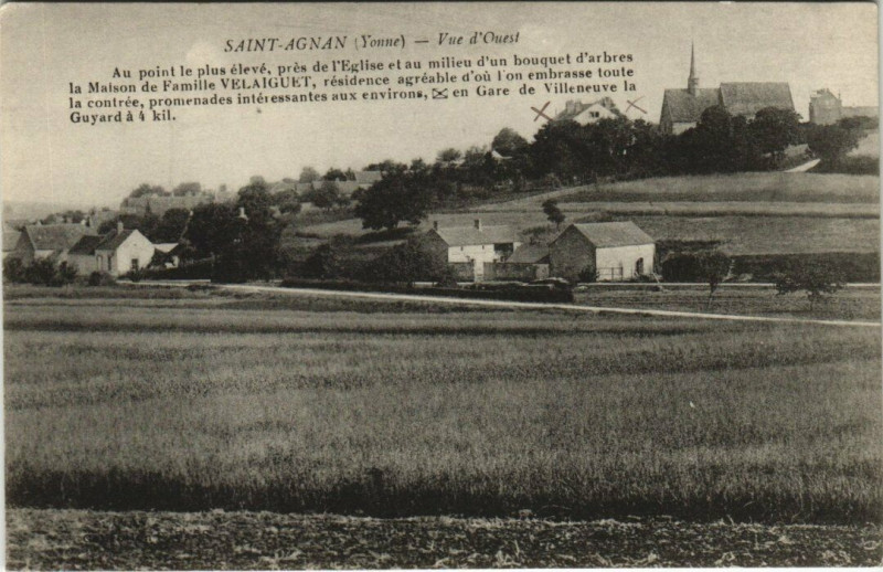 Carte postale ancienne Saint-Agnan - Vue d'Ouest à Saint-Agnan