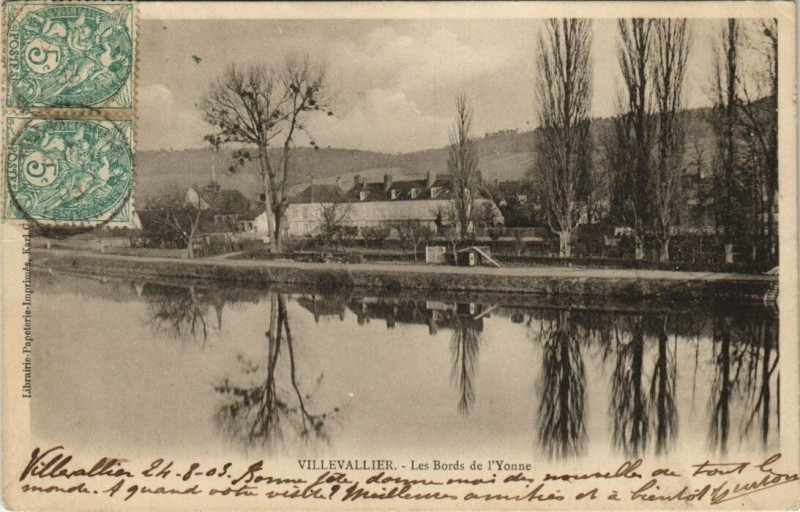 Carte postale ancienne Villevallier - Les Bords de l'Yonne à Villevallier