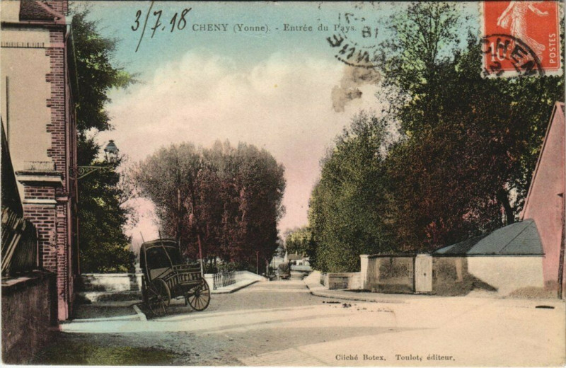 Carte postale ancienne Cheny - Entrée du Pays à Cheny