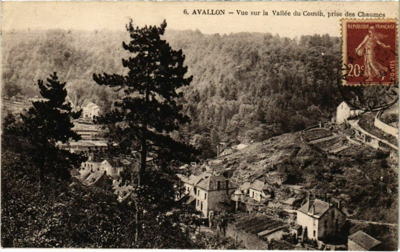 Carte postale ancienne Avallon - Vue sur la Vallée du Cousin à Avallon