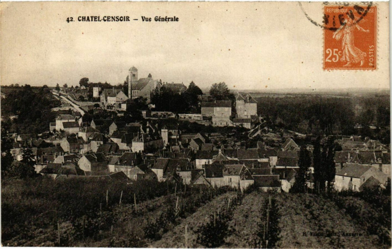 Carte postale ancienne Chatel-Censoir - Vue Generale France à Châtel-Censoir