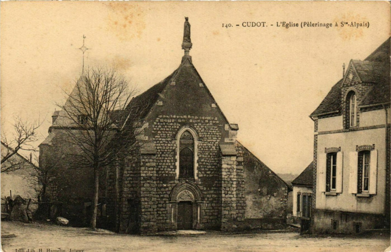 Carte postale ancienne Cudot - L'Eglise - Pelerinage a Sainte-Alpais France à Cudot