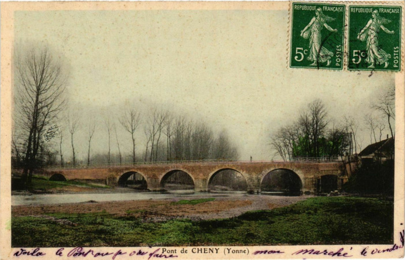 Carte postale ancienne Pont de Cheny France à Cheny
