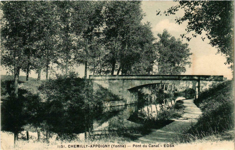 Carte postale ancienne Chemilly-Appoigny - Pont du Canal France à Appoigny