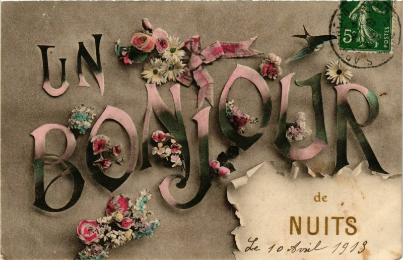 Carte postale ancienne Un Bonjour de Nuits France à Nuits