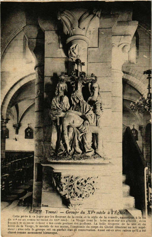 Carte postale ancienne Cezy - Groupe du Xve siecle a l'Eglise France à Cézy