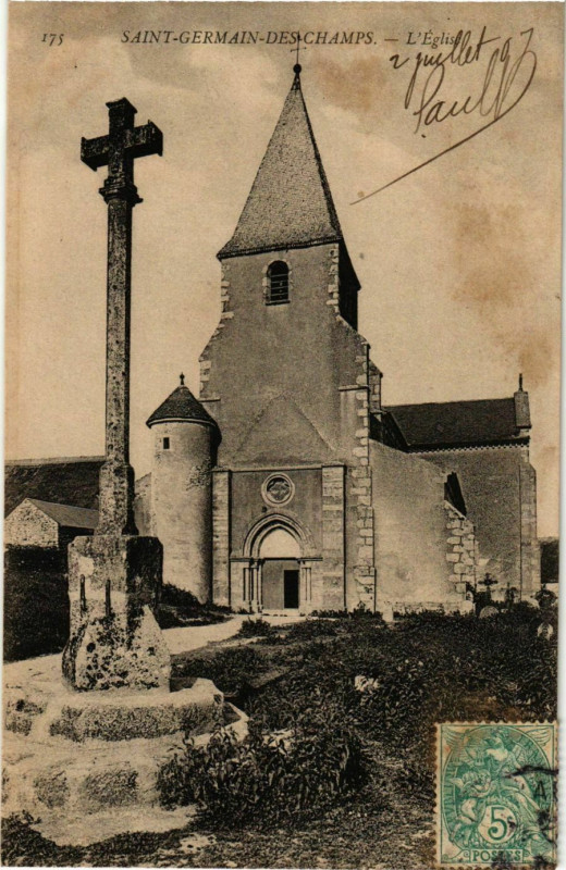 Carte postale ancienne Saint-Germain-des-Champs - L'Eglise France à Saint-Germain-des-Champs