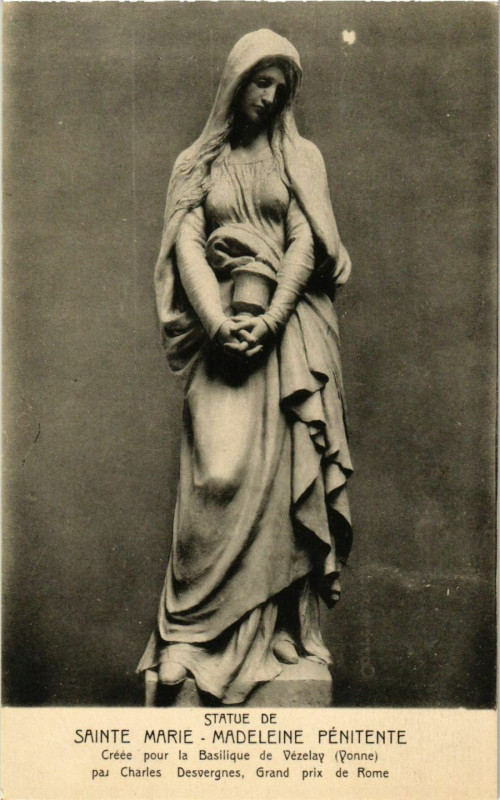 Carte postale ancienne Vezelay - Statue de Sainte Marie - Madeleine Penitente France à Vézelay