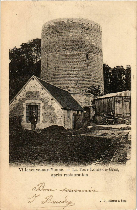Carte postale ancienne Villenueve-sur-Yonne - La Tour Louis-le-Gros France