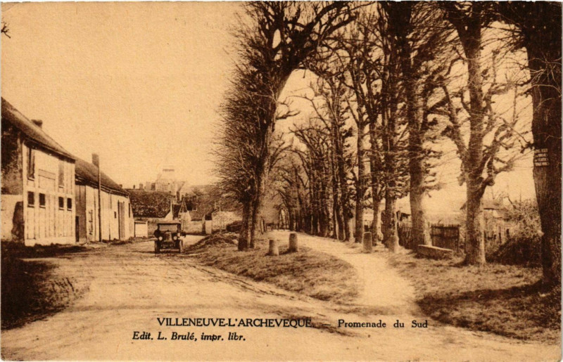 Carte postale ancienne Villeneuve-L'Archeveque - Promenade du Sud France à Villeneuve-l'Archevêque