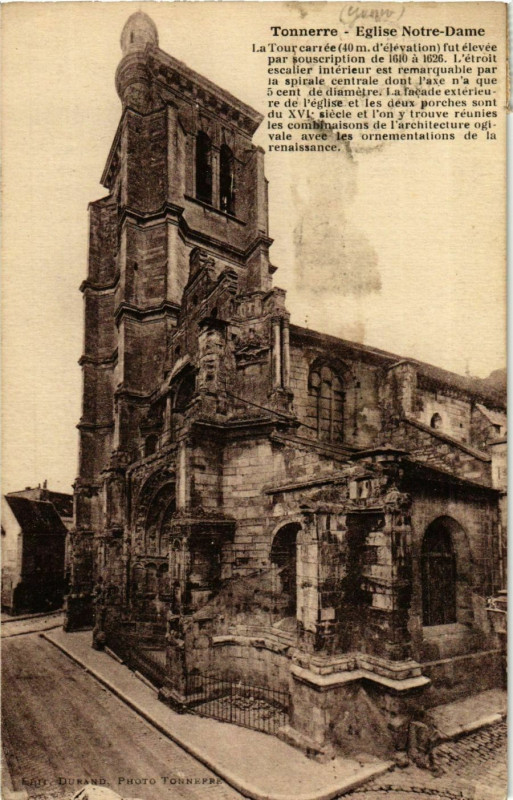 Carte postale ancienne Tonnerre - Eglise Notre-Dame France à Tonnerre
