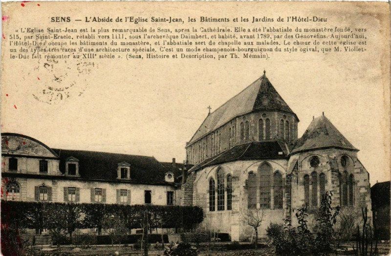 Carte postale ancienne Sens - L'Abside de l'Eglise Saint-Jean - Les Batiments France à Sens