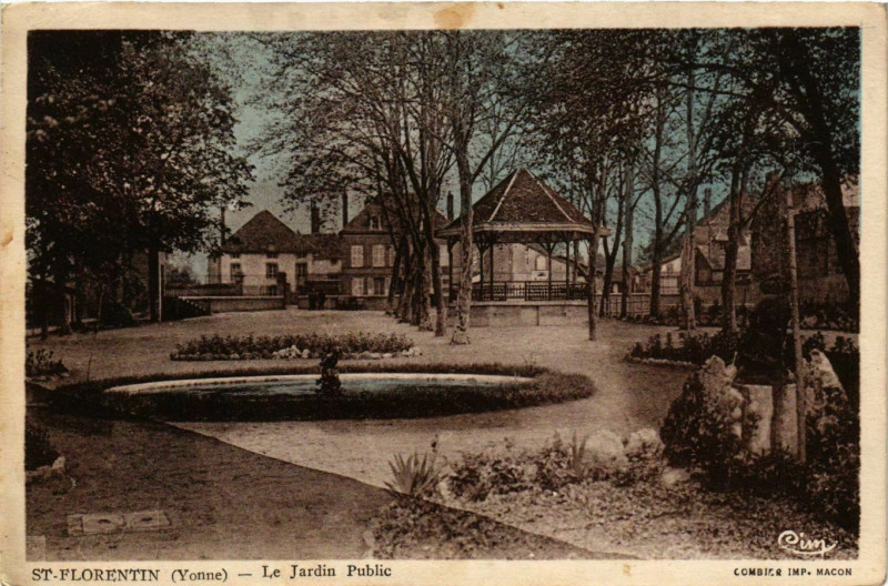 Carte postale ancienne Saint-Florentin - Le Jardin Public France à Saint-Florentin
