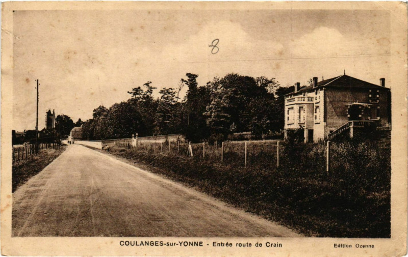 Carte postale ancienne Coulanges-sur-Yonne - Entree route de Crain France à Coulanges-sur-Yonne