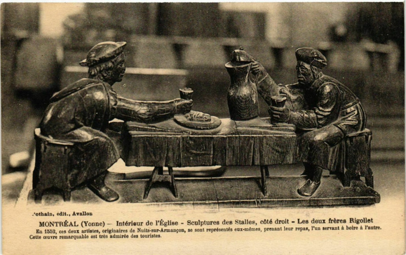 Carte postale ancienne Montreal - Interieur de l'Eglise - Sculptures des Stalles France à Montréal