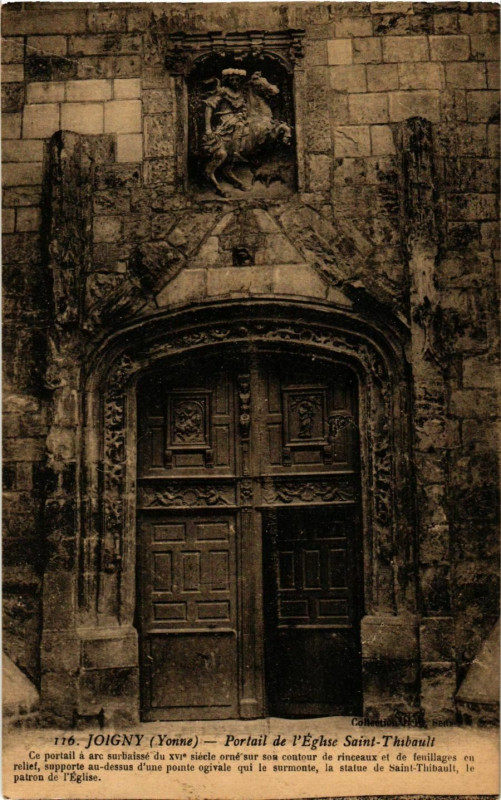 Carte postale ancienne Joigny - Portail de l'Eglise Saint-Thibault France à Joigny