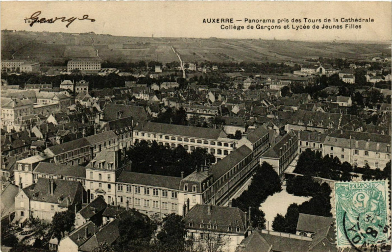 Carte postale ancienne Auxerre - Panorama pris des Tours de la Cathedrale France à Auxerre