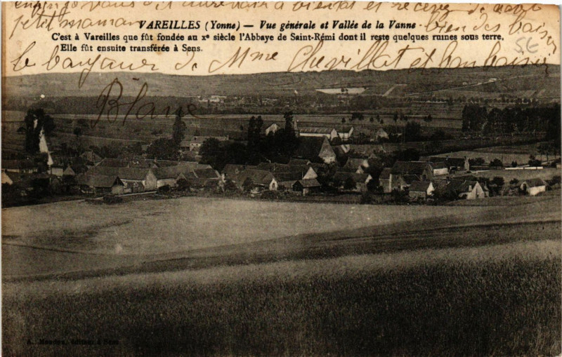 Carte postale ancienne Vareilles - Vue générale et Vallée de la Vanne